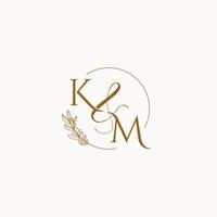 logo monogramme de mariage initial km vecteur