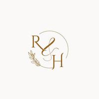 logo monogramme de mariage initial rh vecteur