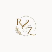 logo monogramme de mariage initial rz vecteur