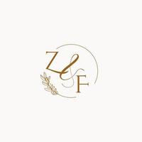 logo monogramme de mariage initial zf vecteur