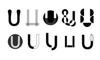 monogramme set logos avec la lettre u, collection vecteur