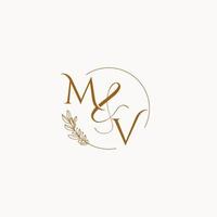 logo monogramme de mariage initial mv vecteur