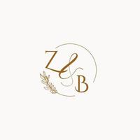 logo monogramme de mariage initial zb vecteur