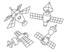 doodle ensemble de satellite mignon. vecteur