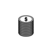 pile de monnaie américaine, dollar, usd, pile de symbole d'icône d'argent. illustration vectorielle vecteur