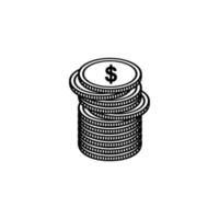 pile de monnaie américaine, dollar, usd, pile de symbole d'icône d'argent. illustration vectorielle vecteur