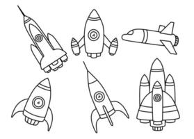 doodle ensemble de fusée mignonne. vecteur