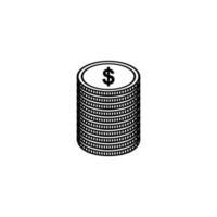 pile de monnaie américaine, dollar, usd, pile de symbole d'icône d'argent. illustration vectorielle vecteur