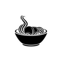 boulettes de viande dans la tasse. silhouette du bol de nouilles pour logo ou élément de conception graphique. bakso. illustration vectorielle vecteur