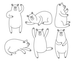 ensemble de lignes vectorielles animales d'ours. vecteur