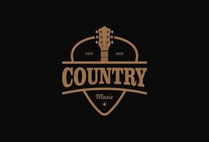 country guitare musique western vintage rétro saloon bar cowboy logo design vecteur
