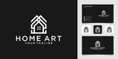 modèle de logo de maison minimaliste simple et carte de visite vecteur