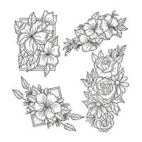 concept de tatouage floral minimaliste vecteur