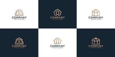 collection de logos de maison abstraite minimaliste vecteur