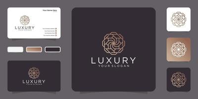 style d'art en ligne de luxe. conception abstraite de logo d'ornement avec carte de visite vecteur
