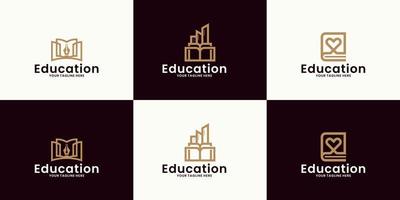 inspiration pour les logos éducatifs, les bâtiments cardiaques, les bâtiments de livres et les livres à crayons vecteur