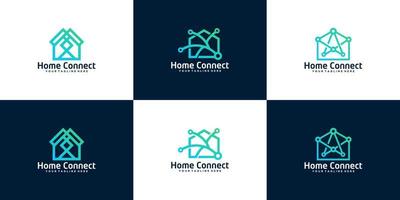 collection d'inspiration de conception de logo de maison de technologie de données vecteur