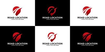 collection de logo de localisation avec conception de modèle de logistique de route et de voyage vecteur