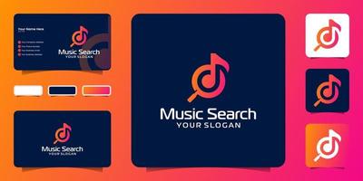 logos de recherche de musique et modèles de cartes de visite vecteur