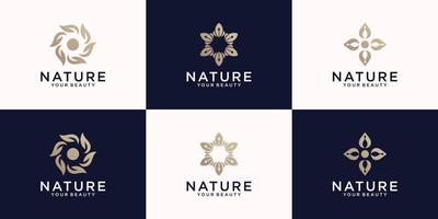 collection d'inspiration de conception de logo nature, de fleurs, de mandalas et de feuilles naturelles vecteur