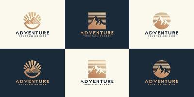 collection, logo d'aventure en montagne, design abstrait et moderne vecteur