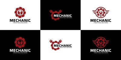 collection, logo de réparation, atelier de réparation de motos et de voitures vecteur