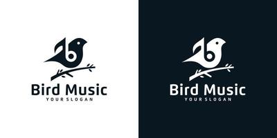 modèle de conception de logo d'oiseau de musique vecteur