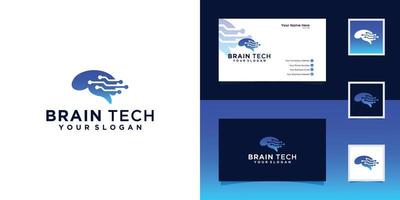 modèle de logo et carte de visite idée numérique intelligente brain tech vecteur