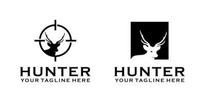 création de logo vintage de chasseur de cerf vecteur