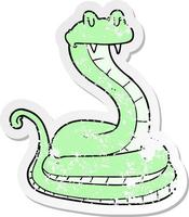 autocollant en détresse d'un serpent de dessin animé vecteur