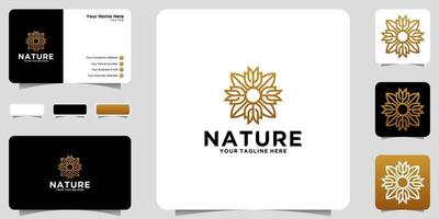 icône d'inspiration de conception de logo d'ornement floral de luxe et conception de carte de visite vecteur