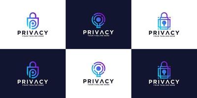 collection de modèles de conception de sécurité de logo de confidentialité vecteur