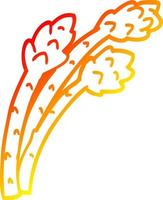 ligne de gradient chaud dessinant une plante d'asperges de dessin animé vecteur