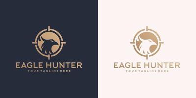 création de modèle de logo de chasseur d'aigle sauvage vecteur