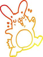 ligne de gradient chaud dessinant un lapin de dessin animé vecteur