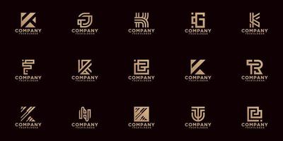 az.monogram logo initial set abstract, icônes pour les affaires de luxe et élégantes sur la couleur or sur fond noir vecteur