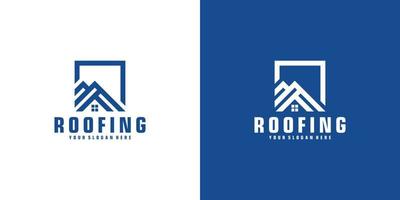 inspiration de logo de conception de toit avec cadres, logos pour la construction et les bâtiments et cartes de visite vecteur