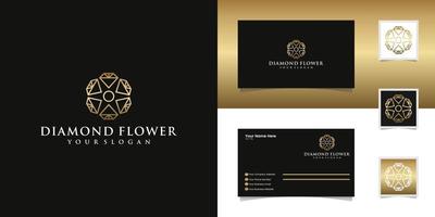 modèle de conception de logo de fleur de diamant et carte de visite vecteur