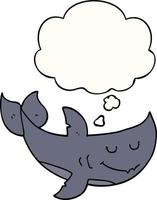 requin dessin animé et bulle de pensée vecteur