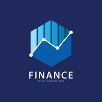icône vectorielle de modèle de conception de logo de graphique financier hexagonal, logo d'illustration simple pour la société financière. fond bleu vecteur