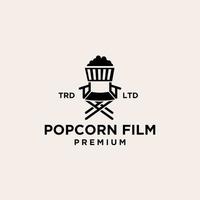 création d'icône logo noir vecteur de film de cinéma pop-corn premium