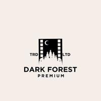 conception d'icône de logo vectoriel de film de forêt d'arbres en bois premium