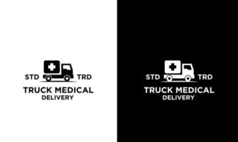 logo de courrier de livraison médicale de camion dexpédition vecteur