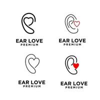 définir l'icône de vecteur de modèle de logo de soins de santé d'oreille d'amour