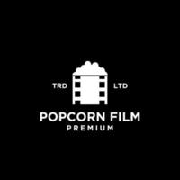 création d'icône logo noir vecteur de film de cinéma pop-corn premium