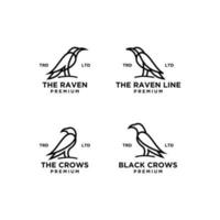 définir le logo de la ligne de corbeau de la collection vecteur