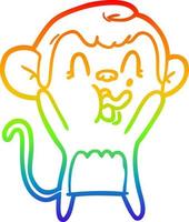 ligne de gradient arc en ciel dessinant un singe de dessin animé fou vecteur