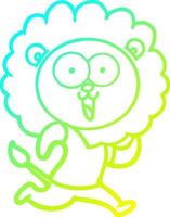 ligne de gradient froid dessinant un lion de dessin animé heureux vecteur
