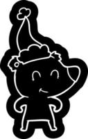 icône de dessin animé d'ours femelle d'un bonnet de noel vecteur