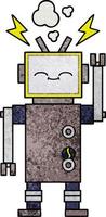 robot de dessin animé de texture grunge rétro vecteur